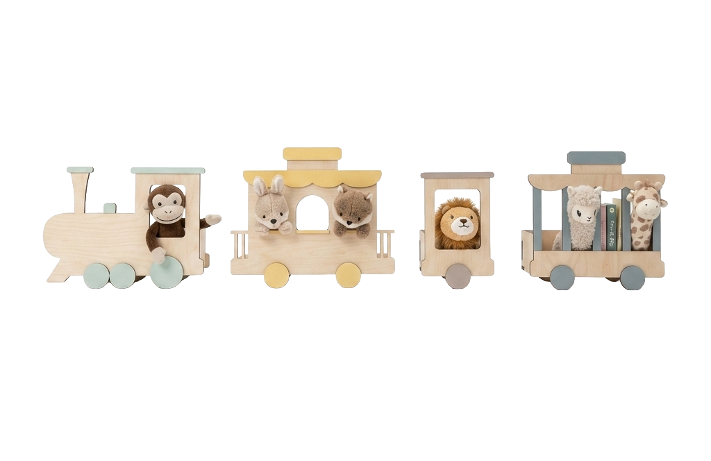 Cho Cho Shelf – Wooden Train Shelf for Kids’ Rooms