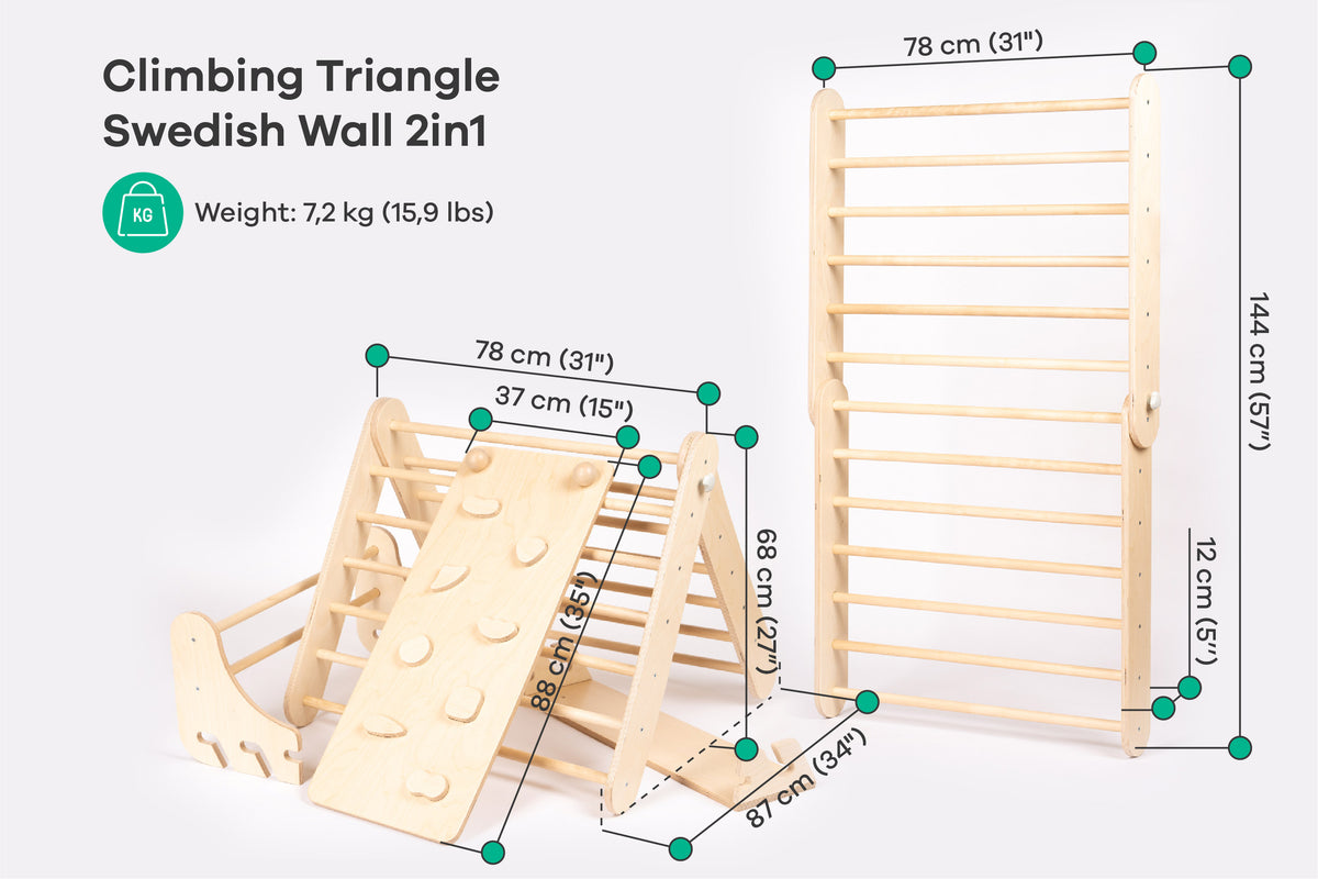 Swedish Wall & Triangle 2in1 Set + Ramp & Slide 2in1